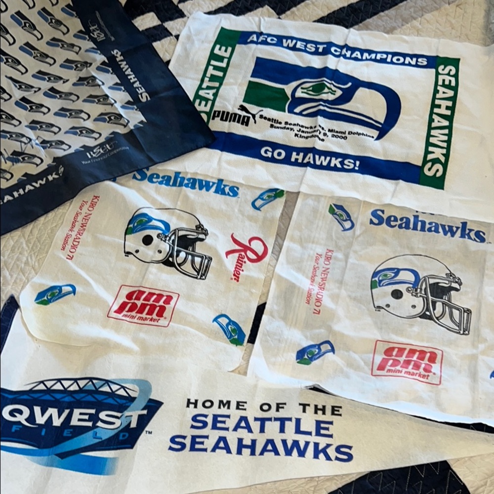 Seattle Seahawks Bandanas Set pennant 90s 80s Rainier beer Kingdome